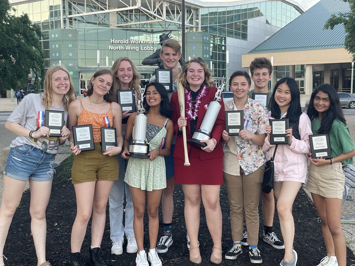SarahSalem45's tweet photo. That’s how we do it! Over 5,000 students from 1,194 schools competed in the National Speech and Debate Tournament in Louisville, KY this summer. Multiple @LPSorg placed and THREE brought home the National Championship title! Way to go!🥇🏆 https://t.co/nfacluG0lj