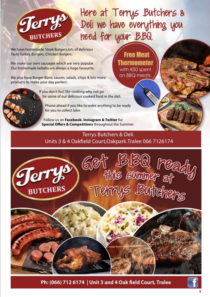 Loads if BBQ goodies this weekend.
As a token of our appreciation to all our customers we have a free draw for 
3 TICKETS FOR KERRY V DUBLIN this Sunday.
Re tweet to be in the draw
Draw will be made at noon on Saturday