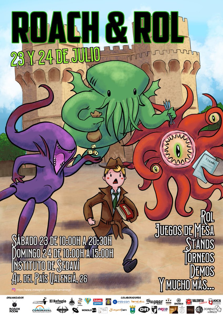 Os mostramos el cartel completo de las #RoachAndRol22 con todos sus colaboradores/patrocinadores. ¿A qué es bonito?
Obra maestra de <a href="/Masterina3/">Masterina</a> (IG: instagram.com/vansamaniego?i…)

23 y 24 de julio en Sedavi