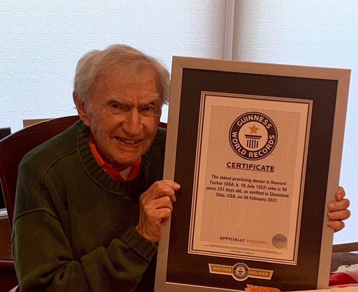 HomaBashNews's tweet photo. just so thrilled to share this story today!

meet Dr Howard Tucker.

He turns 100 on July 10th.

And he’s still a practicing neurologist, seeing patients &amp; teaching medical residents. 

His work ethic, humor, secret to a long life are just so inspiring. See you at 5pm @WEWS https://t.co/oin4DfFBEC