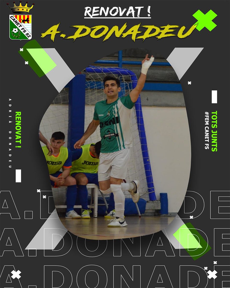 RENOVACIÓ SÈNIOR A / TEMPORADA 22-23
L'home gol, Adrià Donadeu, jugarà una nova temporada amb el Canet Fs.
El màxim anotador de la Tercera Nacional la temporada passada,
El nostre gol, la nostra lluita, la nostra força, un any més a casa!
Tenim Adri per estona! 😍😏