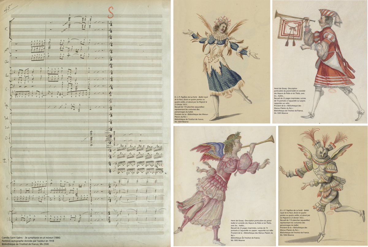 Minerv@ s’enrichit de trois manuscrits autour de la musique et de la danse. Retrouvez-y désormais « Le Ballet de la Nuit » (Ms 1004), « les Noces de Thétis et de Pélée » (Ms 1005) ainsi que la « 3e symphonie en ut mineur » de Camille Saint-Saëns (Ms 2500).
…erva.bibliotheque-institutdefrance.fr/collection/def…