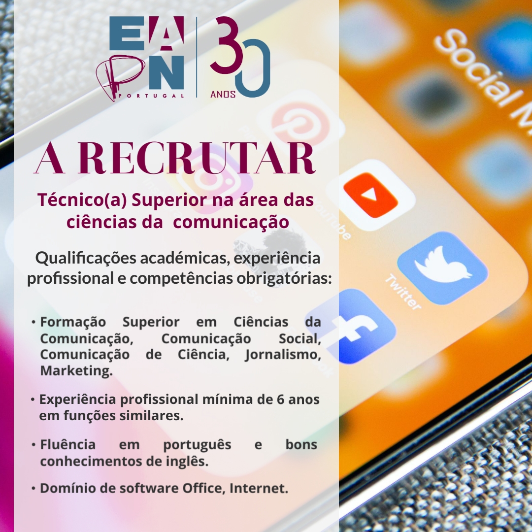eapn_pt's tweet photo. 📢💼 RECRUTAMENTO

A EAPN Portugal está a recrutar um Técnico(a) Superior na área das Ciências da Comunicação.

Saiba mais no 🔗https://t.co/r3nigBa3T8

#recrutamento #eapnPT https://t.co/NrZaJM2fBT