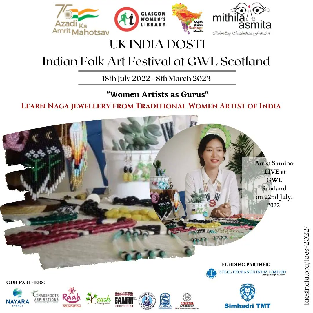 MITHILAsmita's tweet photo. Announcing 'UK India Dosti'-Folk Art Festival featurng 75 indigenous #womenartists of 🇮🇳 in 🇬🇧 as Gurus. We heartily welcm our 1st UK host partner @womenslibrary for hostng 3 artists &amp; 🤝🏼 w us in #UKIndia friendshp 🙏🏾 @DrAdelePatrick @MinOfCultureGoI @MITHILAsmita @SimhadriTMT https://t.co/KMtYs4D10a