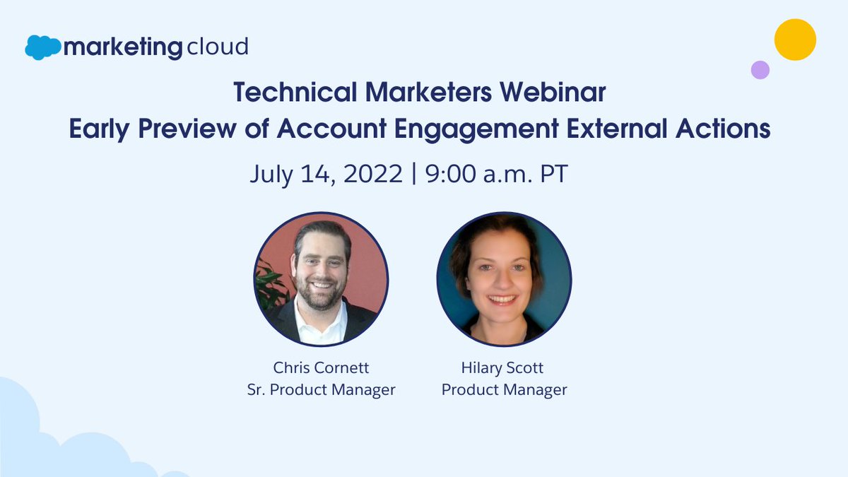 I love these types of webinars - we get to see features that are coming very soon, and ask questions. Make sure you register if you haven't already done so.

📅July 14  9am PT | 12pm ET
🔗Reg Link: invite.salesforce.com/TMWAEEA

#marketingchampion #Pardot #salesforce #MCAE