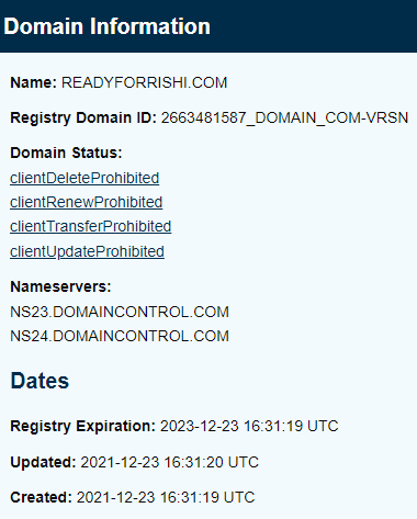 Interestingly, the official Ready4Rishi website was registered on Tuesday evening. 

But ReadyForRishi (which redirects to the official one) has existed since December...