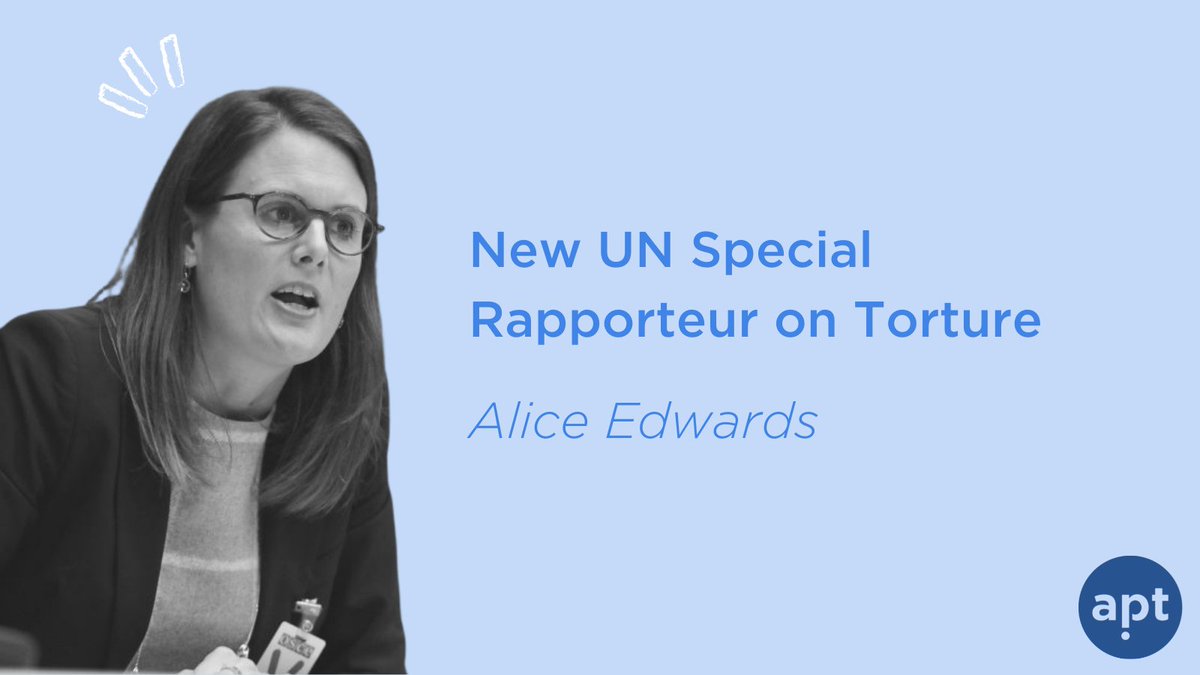 Congratulations to the first woman expert as UN Special Rapporteur on Torture, @DrAliceJEdwards! 

We look forward to working with you and supporting your mandate because together, we can prevent torture.

@UNTreatyBodies @UNHumanRights  @UN_HRC #HRC50 #SRT #Changethepicture
