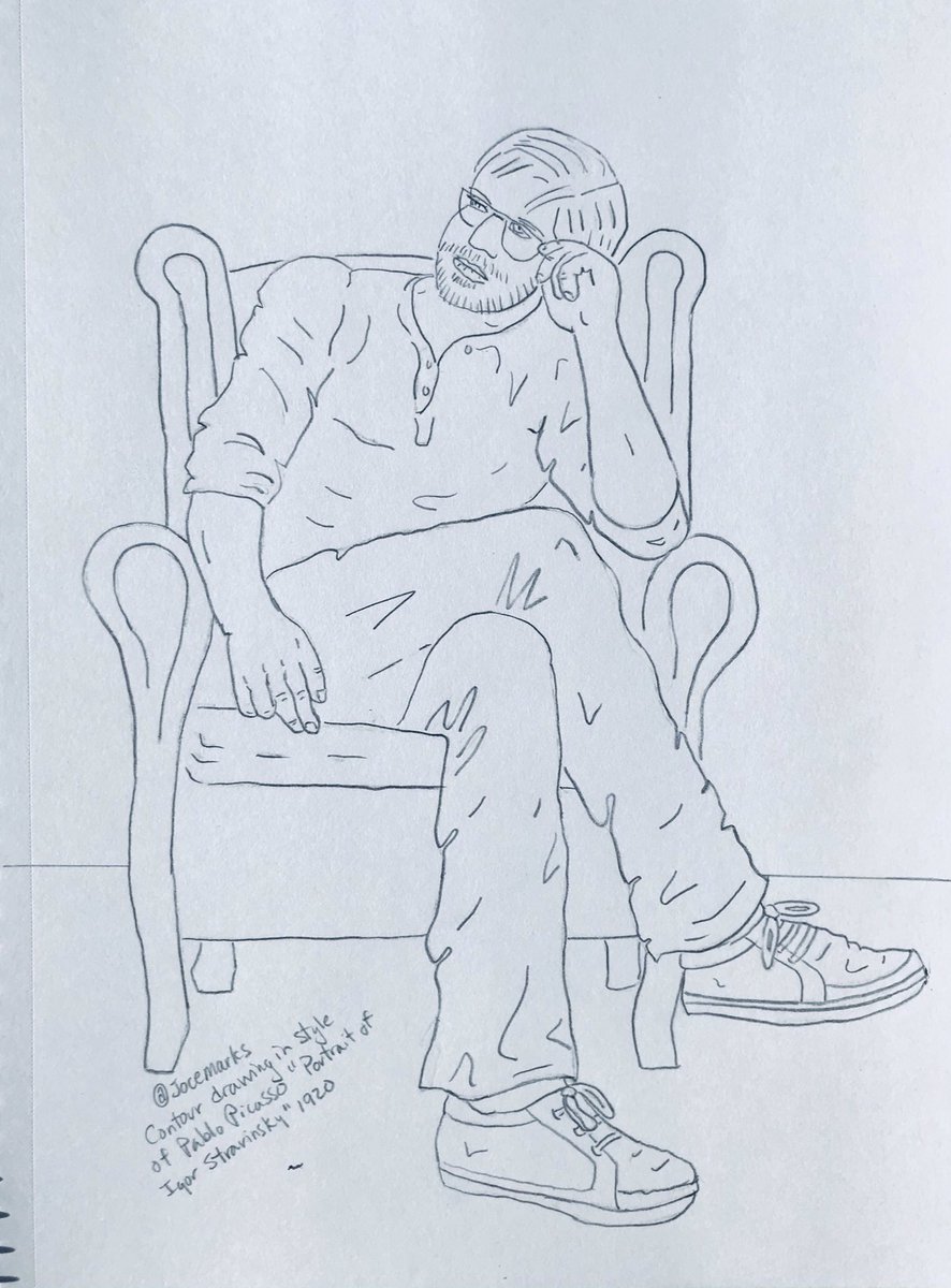 Jocemarks's tweet photo. This is a contour drawing in the style of Pablo Picasso’s Igor Stravinsky 1920 #artdemonscollective #LuciferNetflix #luciferfanart #lucifer #luciferexhibition #lucifergallery https://t.co/gXz3jI6kCQ
