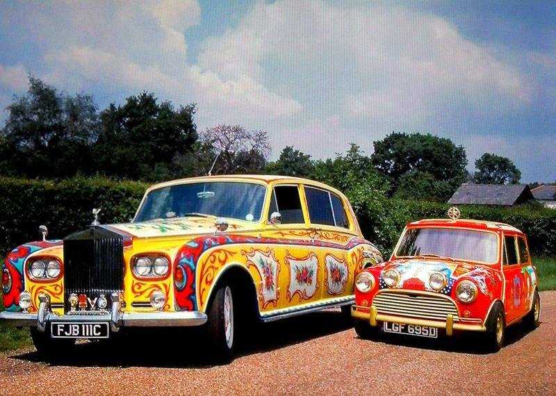 crockpics's tweet photo. John Lennon's Rolls Royce and George Harrison's Mini Cooper. https://t.co/XGJsvtEGdY