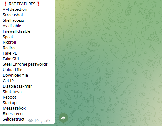 MalGamy12's tweet photo. During researching, i find a telegram channel which used to sell a new #RAT #Malware called #ApolloRAT https://t.co/VO6RitsJrr