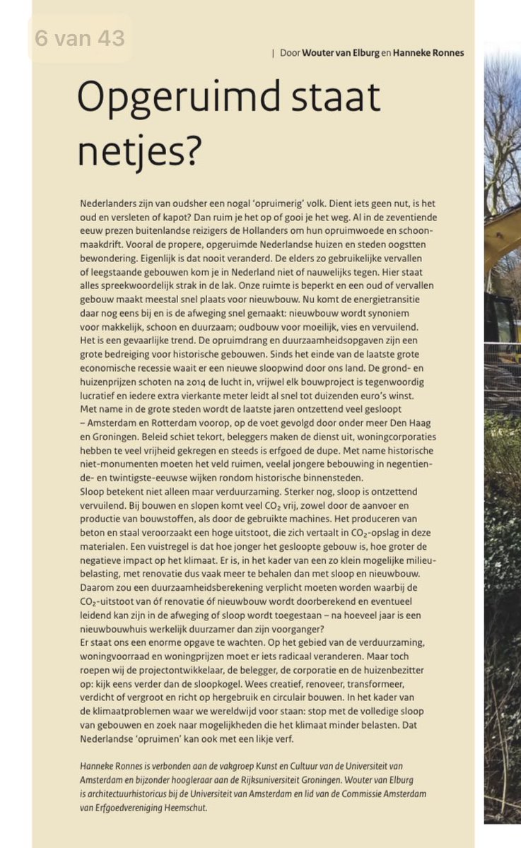 ‘Onze opruimdrang en duurzaamheidsopgaven zijn een grote bedreiging voor historische gebouwen. Er waait een nieuwe sloopwind door ons land, veelal jongere bebouwing in 19e &amp; 20e eeuwse wijken rondom binnensteden.’ Terechte waarschuwing in <a href="/ErfgoedD/">Erfgoed Deal</a>: kijk verder dan de sloopkogel!