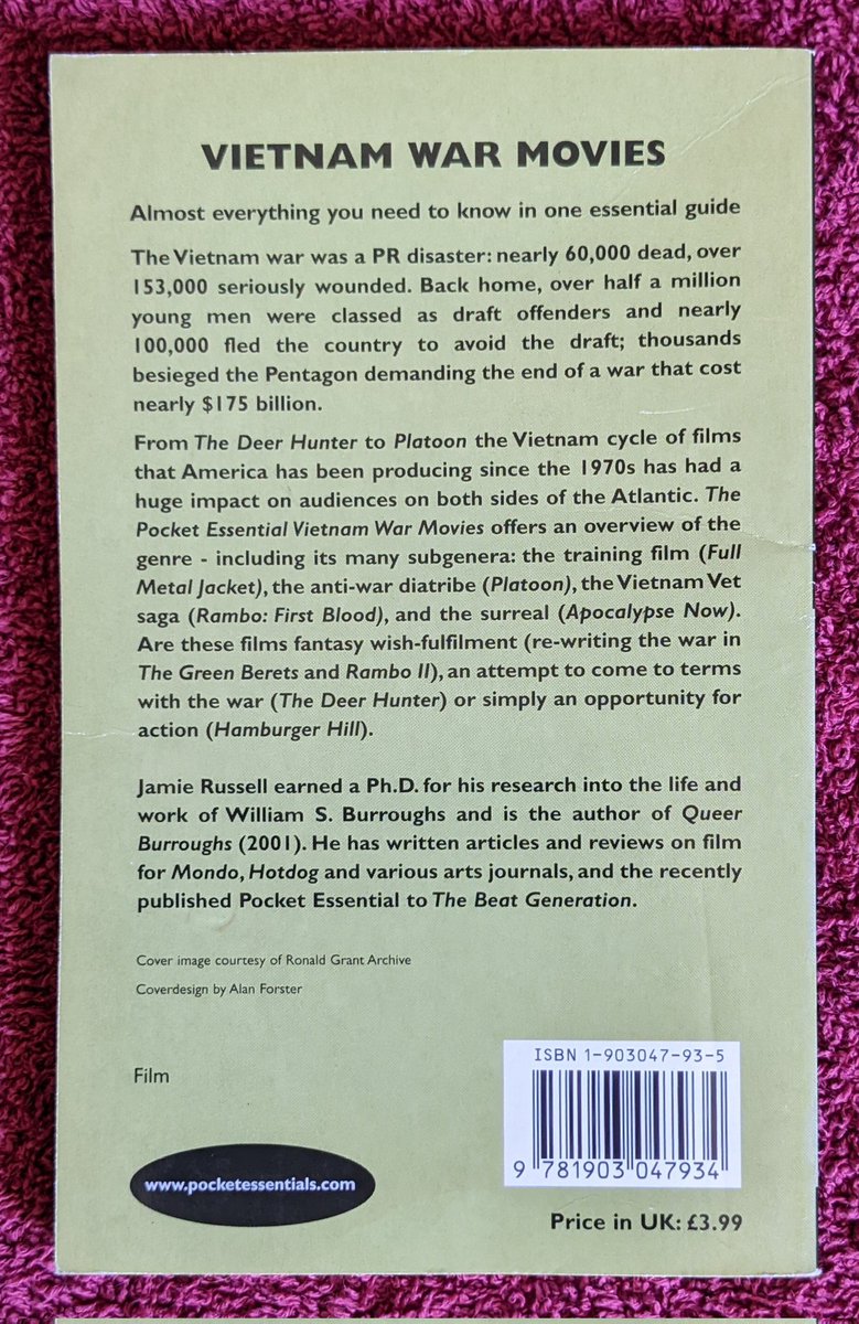 VodkaWick's tweet image. Vietnam War Movies - Jamie Russell

Pour survivre à la guerre, il faut devenir la guerre.

- Rambo 2 : la mission, Rambo.

J'aime l'odeur du napalm le matin.

- Apocalypse Now - Lt Col Kilgore

#VietnamWarMovies #JamieRussell #PocketEssentials
@PocketEssential