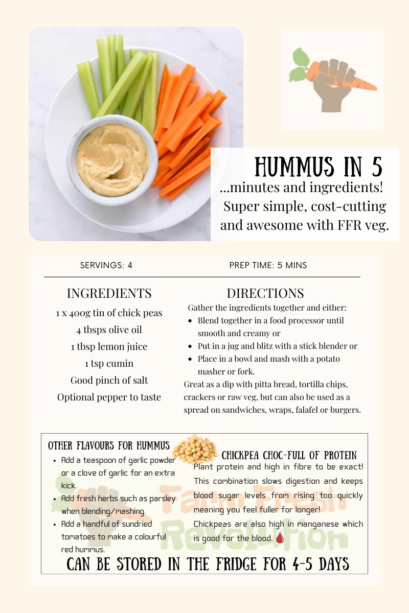 FarmFreshRev's tweet image. Soooo easy!  Cheap, tasty and the kids love a good carrot stick!
We're bringing some celery today and one lucky school will be getting some chickpeas, lemon and cumin too - how could you not have a go? #kidshealthyfood #chickpearecipe #staffordshirecharity #farmfreshrevolution