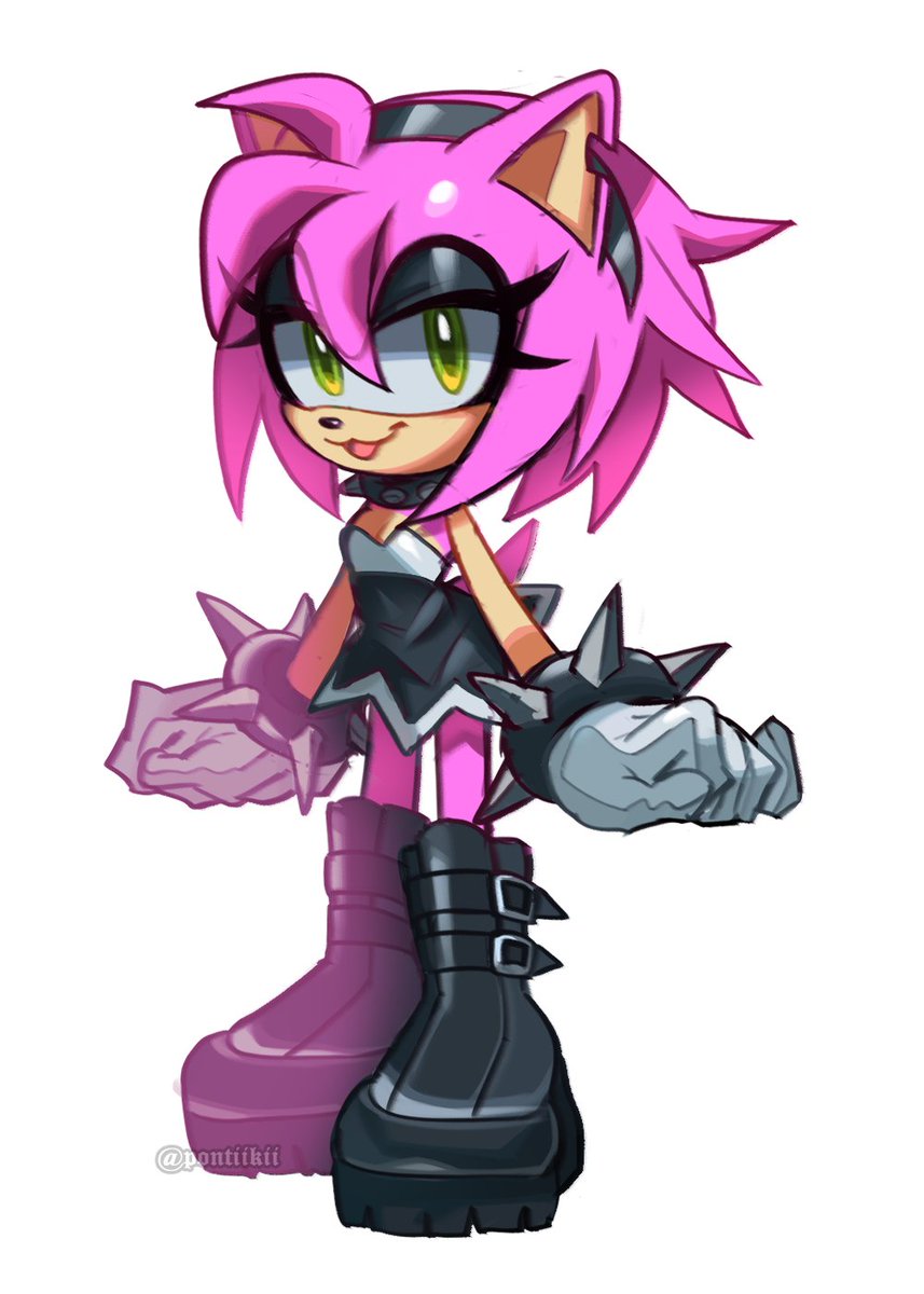 1girl solo boots furry female bracelet spikes gloves  illustration images