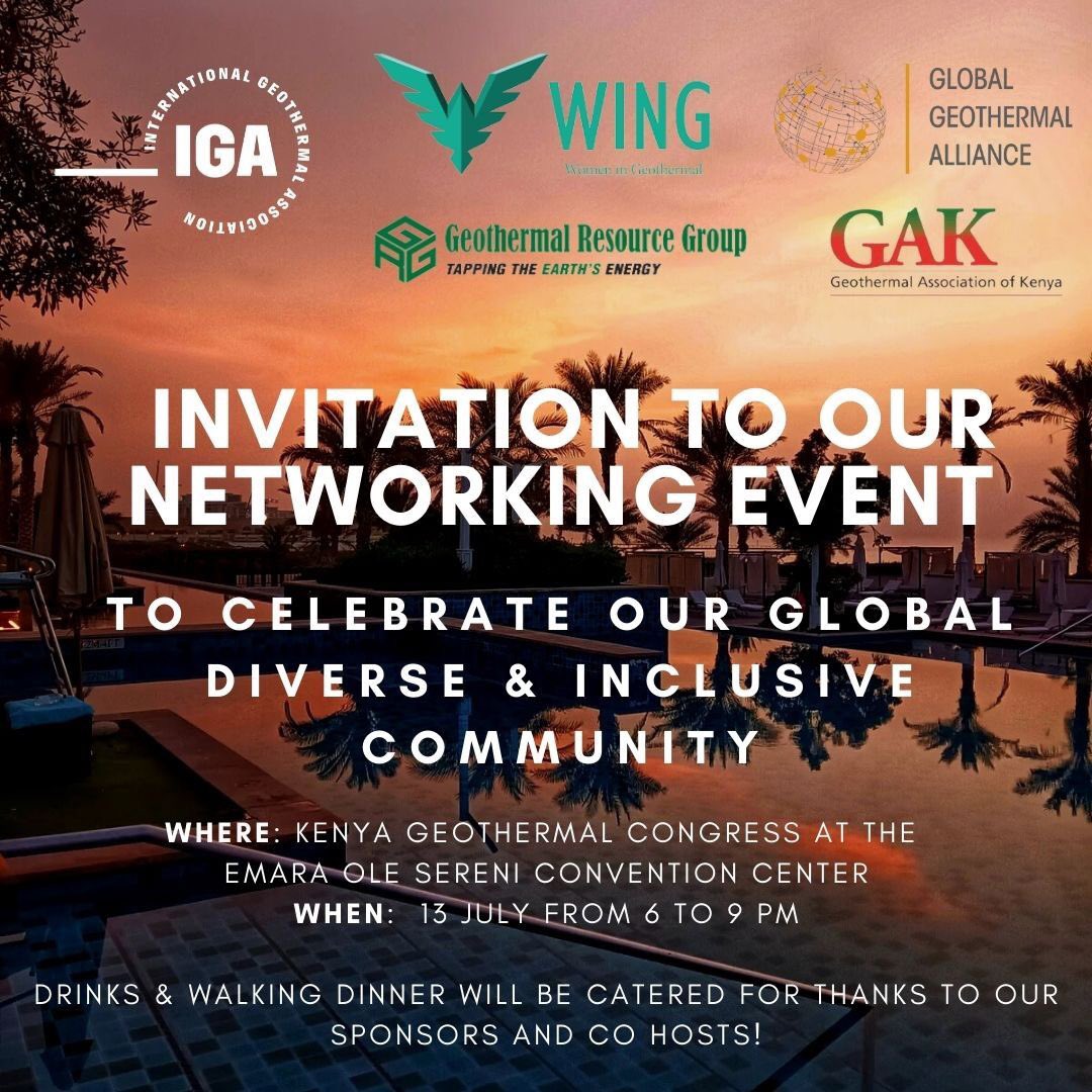 lovegeothermal's tweet photo. Are you joining the #Kenyan Geothermal Conference? Then you are cordially invited to join our #WING event on July 13th for a fabulous cocktail party to network, learn about whats buzzing in Geothermal and … have FUN! https://t.co/4Bt2novvkT