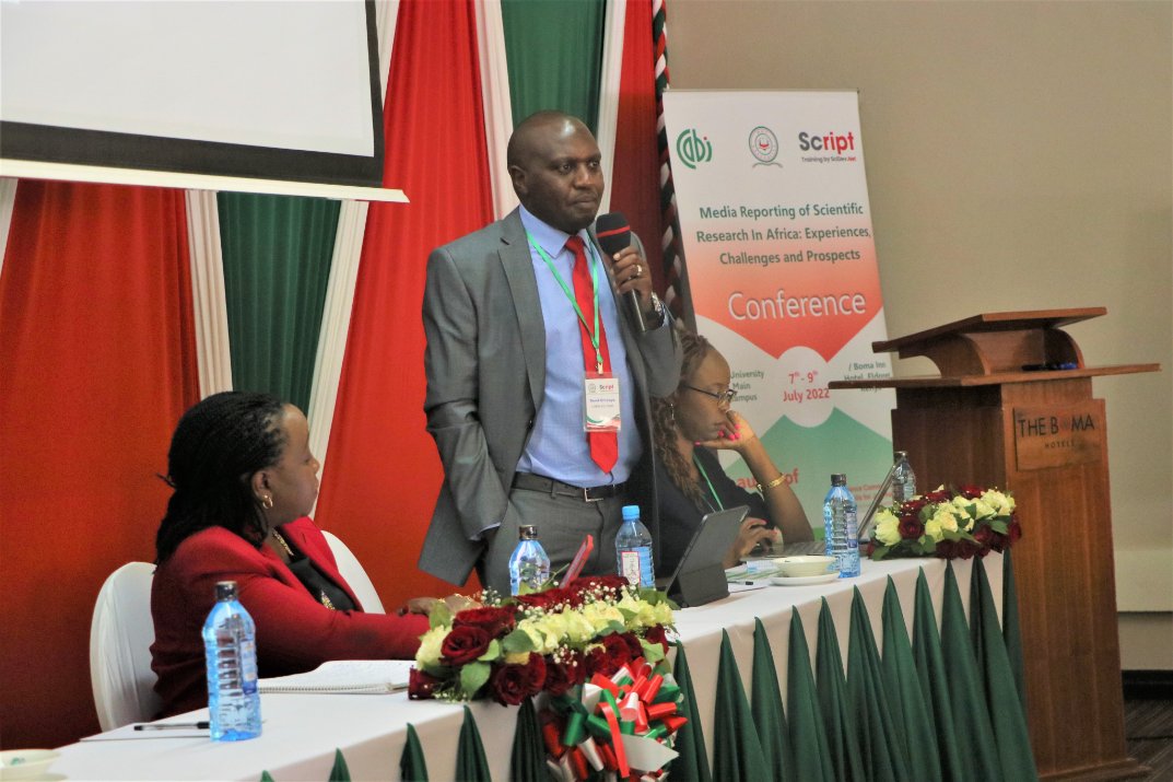 MediaCouncilK's tweet photo. Science Reporting:  MCK CEO .@DavidOmwoyo says enhanced working relationships between the academia, science and media are key in boosting ethical reporting of scientific research. He spoke at the .@sis_moi's first-ever Science Journalism Conference.

More: https://t.co/P8NY72zvZV https://t.co/LYaXQVeyCj