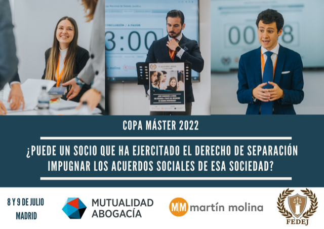 FEDEJdebate's tweet photo. ⏳En breve comienza la #CopaMáster22. 
👥👥El torneo de debate jurídico en el que participan los mejores equipos de las últimas ligas nacionales de la Fundación Española de Debate Jurídico. 
🤞¡Suerte a todos! 
@MutuaAbogacia
@M_M_Abogados https://t.co/Tjh7F8Sizb