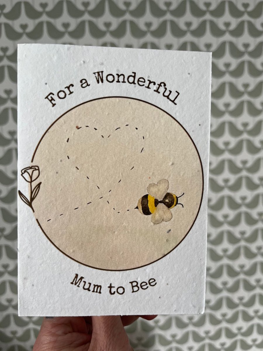 Excited to share this item from my #etsy shop: A6 Mum to bee, baby shower card, plantable or deluxe card, baby shower gift, mum to be, bee card, seeded paper, hand painted design print etsy.me/3yPT0xe