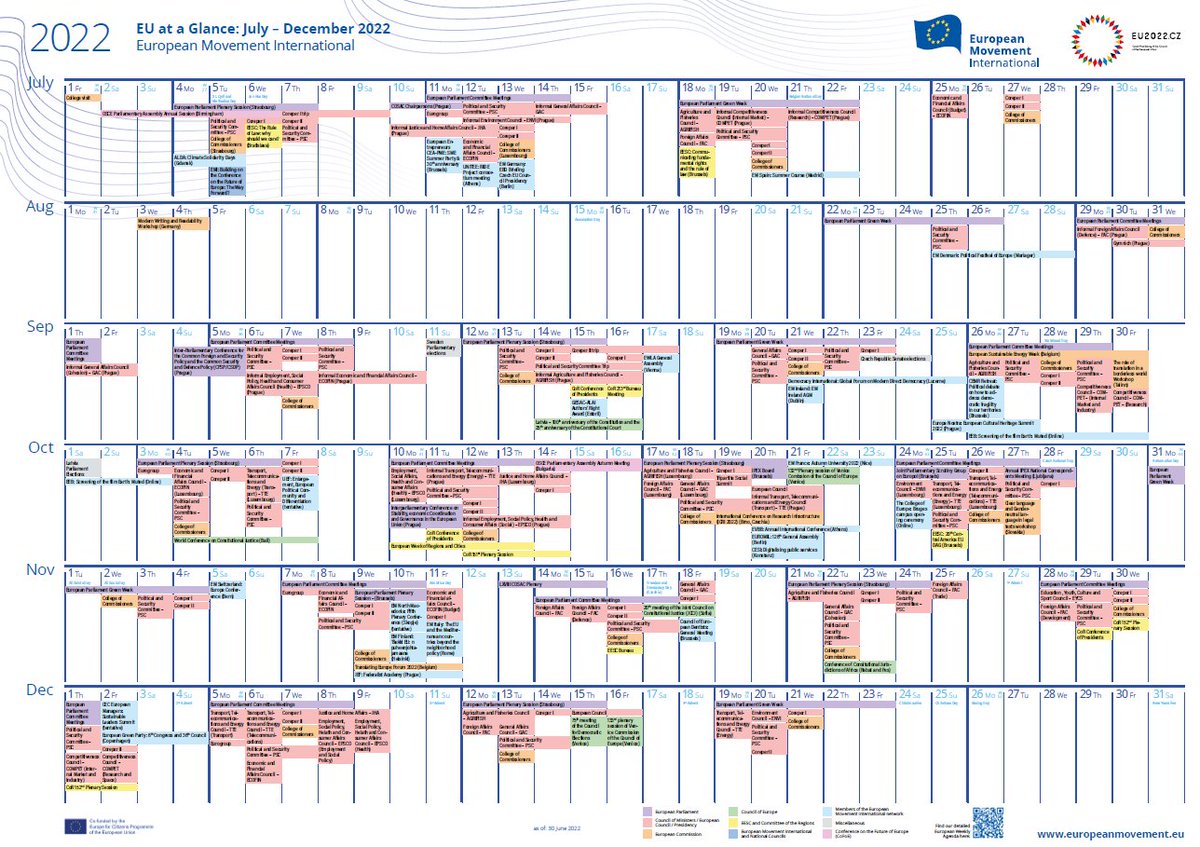 EMInternational's tweet photo. 📅Everybody's favorite calendar is back and hot off the press!

We are excited to release our brand new 'EU at a Glance' calendar covering the key happenings of the Czech Presidency. #EU2022CZ 🇨🇿🇪🇺

Download it now and stay up to date.👇
https://t.co/pmK3fvs91e https://t.co/pd8pJWCwXU