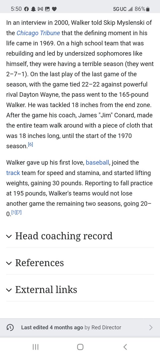 iamthe12thman's tweet image. Northwestern coach Randy Walker on influence of his HS coach. Imagine a HS head coach today requiring his players to carry a piece of cloth every day for the next 9 months. #differenttime