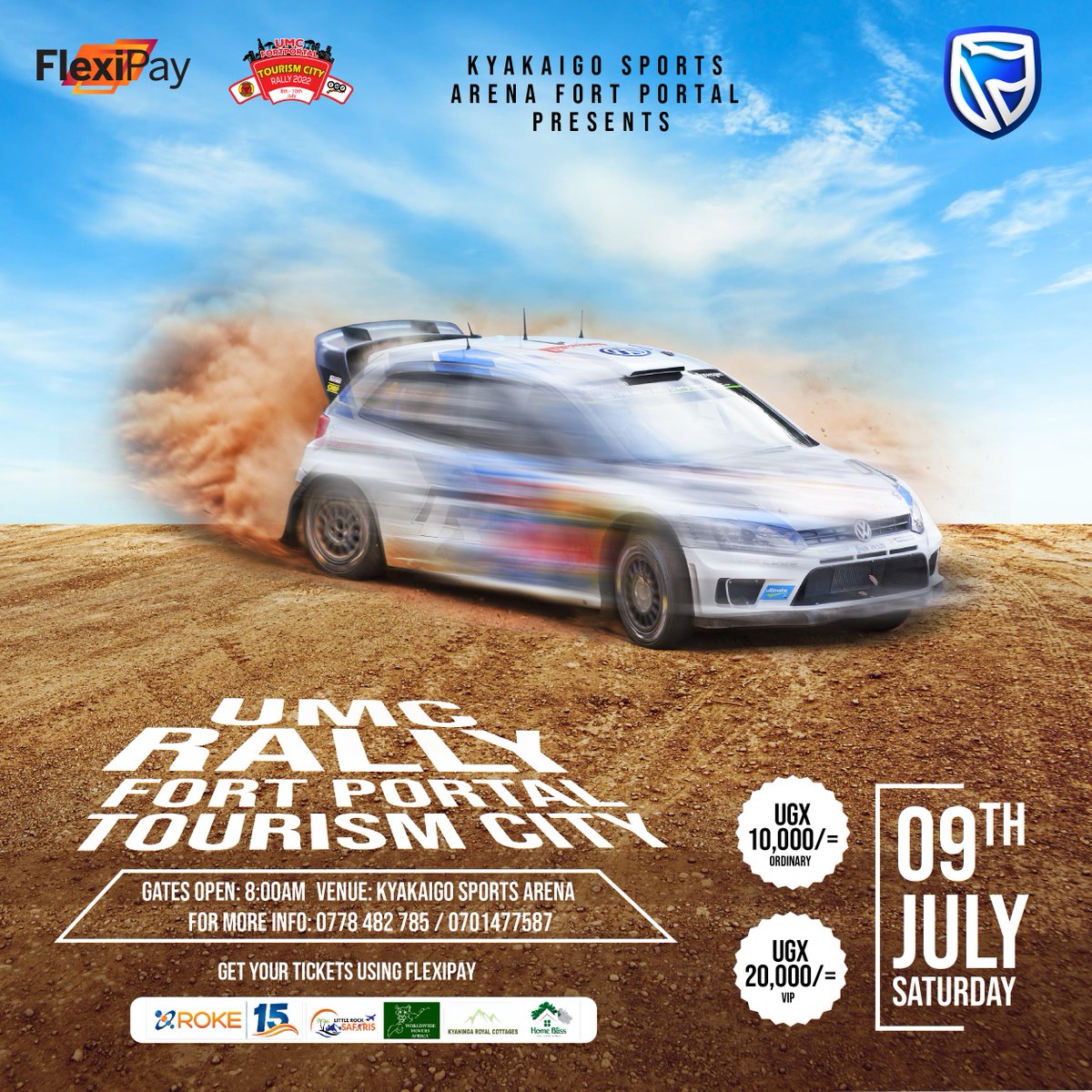 stanbicug's tweet photo. Don't miss the #UMC Fort Portal Tourism Rally this weekend at @kyakaigo Sports Arena. Get your tickets today.

Powered by #FlexiPay, #LiveFree 🏁🏎💨 https://t.co/Lphz9Ze2p1