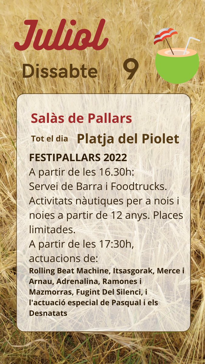 VisitJussa's tweet photo. Aquest #capdesetmana al #PallarsJussà la Música 🎶🎶 i el Festival de senderisme de la #Vallfosca són els protagonistes👌👏
Feu un cop d'ull a l'agenda!!⬇️
*****
#agendadeljussà #quefer #pallarsjussà #capdesetmana #Festipallars #femap #festivaldelromanicicastellsdefrontera https://t.co/x5uZ5VSWls