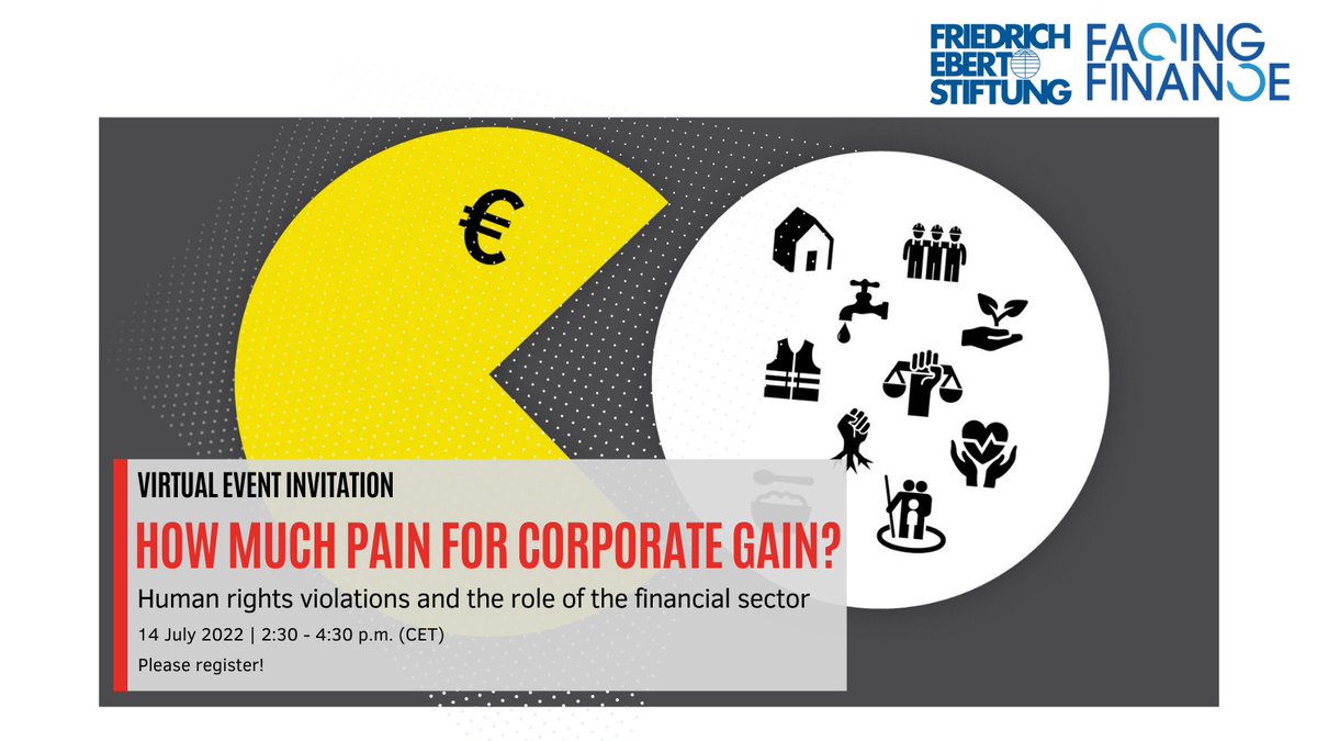 FacingFinance's tweet photo. Let's discuss #DirtyProfits and why financial institutions need to take action when it comes to human rights!
📅 July 14
🕝 2:30 - 4:30 pm (CET)
🌐 online via Zoom
🔗More info and registration https://t.co/QOpJjaJq98 https://t.co/d4qDwDmD4B
