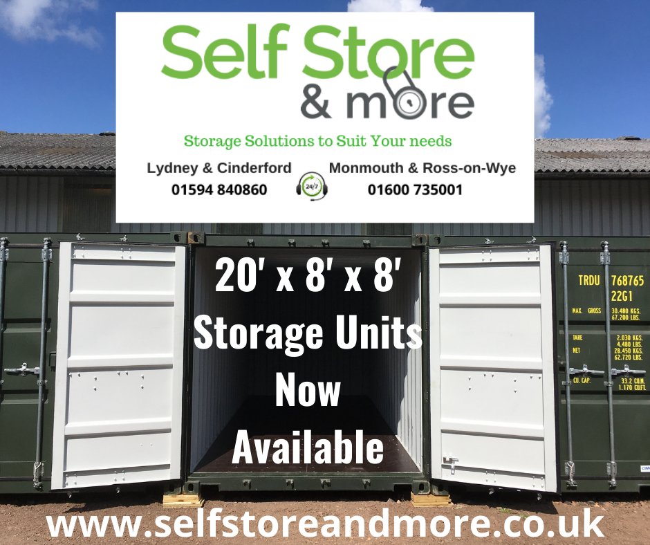 Available for Rent - 20' x 8' insulated storage units at our Cinderford location. No minimum rental or notice period to vacate, 24/7 access, CCTV, Security patrols 7 nights a week and our 24/7 customer support service makes these ideal for storing household or business stock.