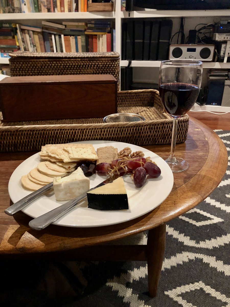 A small #fromagefriday plate and a noice glass of red  #couchpeloton