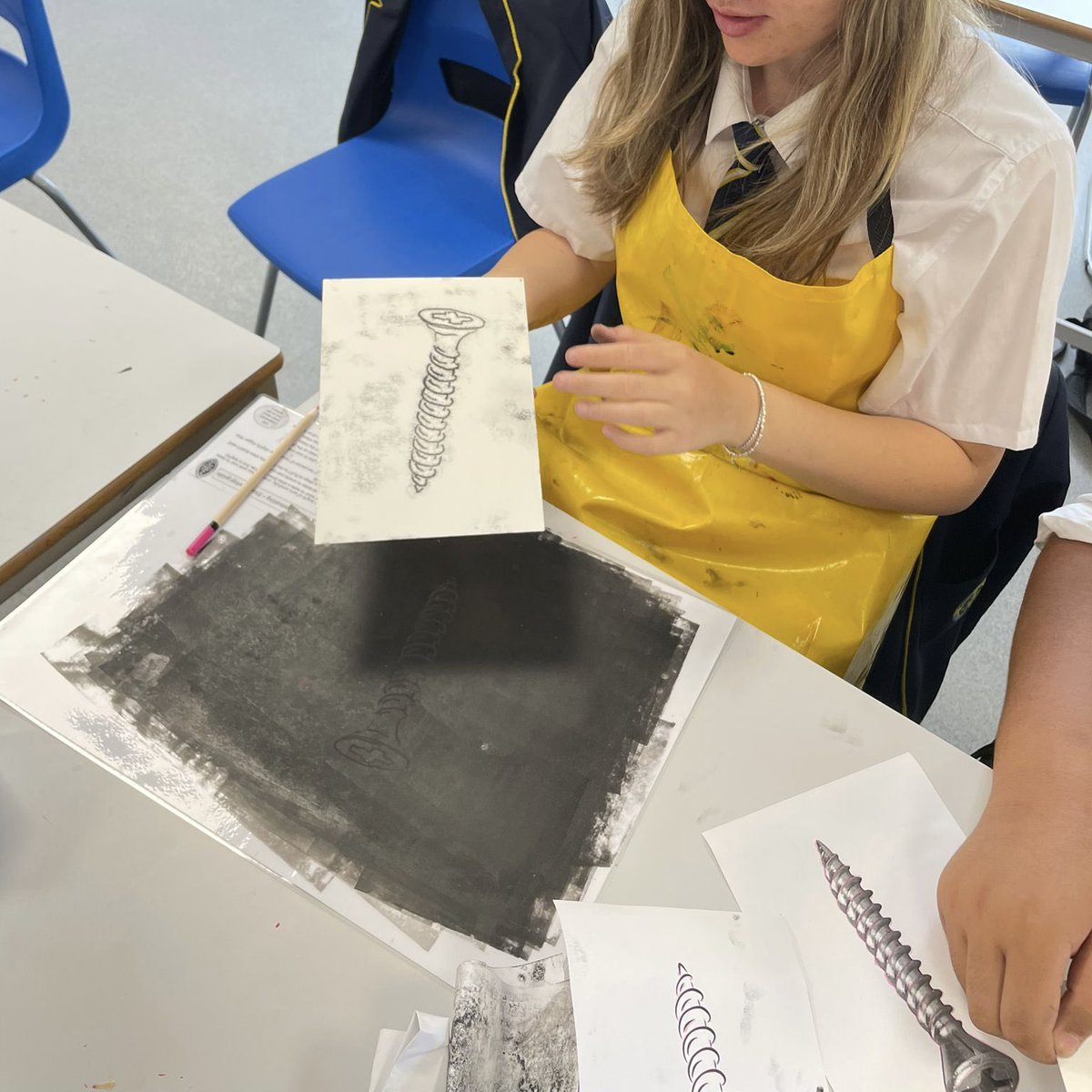 Y8 are having a fabulous time monoprinting in art this week! Great work, well done!