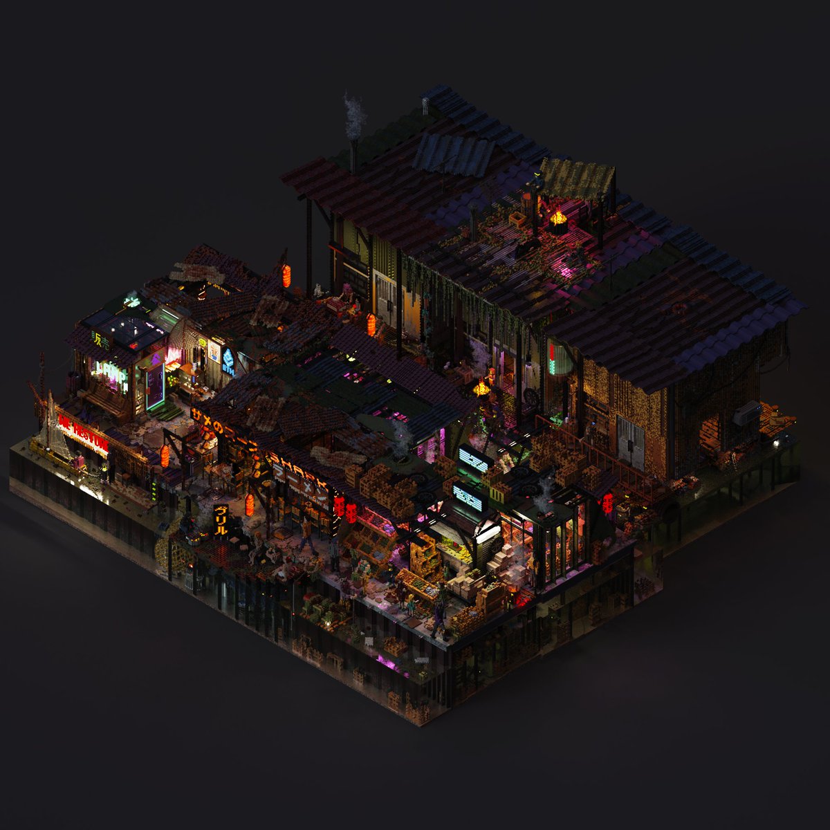 Take a walk through the lower suburbs of NeoTokyo and watch the markets come to life after dark.