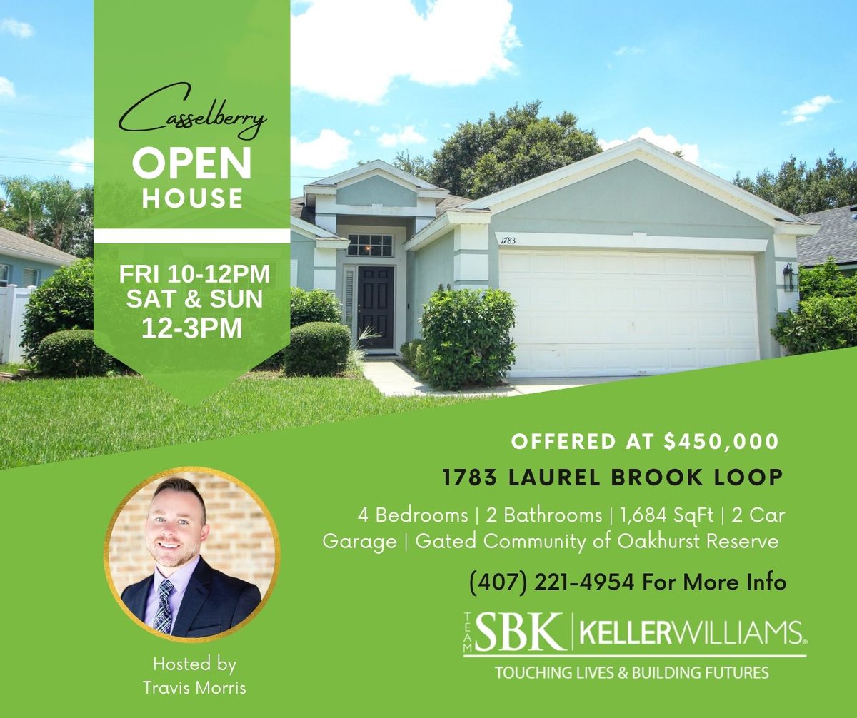 TeamSBKkw's tweet photo. 🏡Team SBK | Weekend Open Houses #centralflorida #realestateagent 📱Contact us for more info! (407) 221-4954 https://t.co/GPDNS95K5I