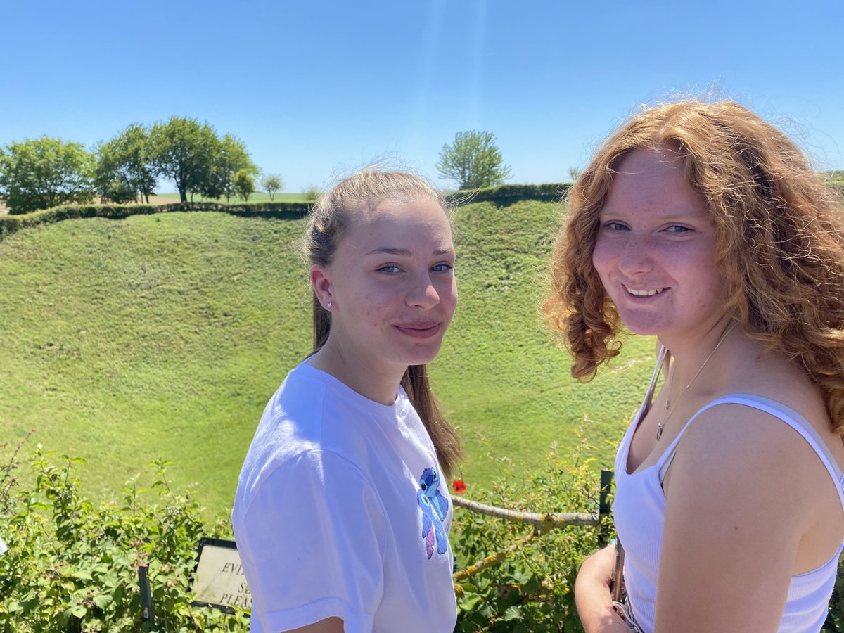 Sunny and Natalia contemplate the huge Lochnagar crater. The explosion was so loud that it could be heard in Britain. Much like the girls!