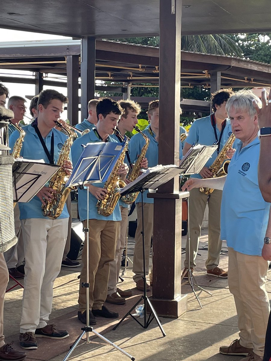 SherborneMusic's tweet photo. Our Swing Band is now on its Barbados Tour. A great first concert @hiltonbarbados last night featured music by Charlie Parker and Glenn Miller. @SherborneSchool #SwingBand https://t.co/cvk0jhPNt4