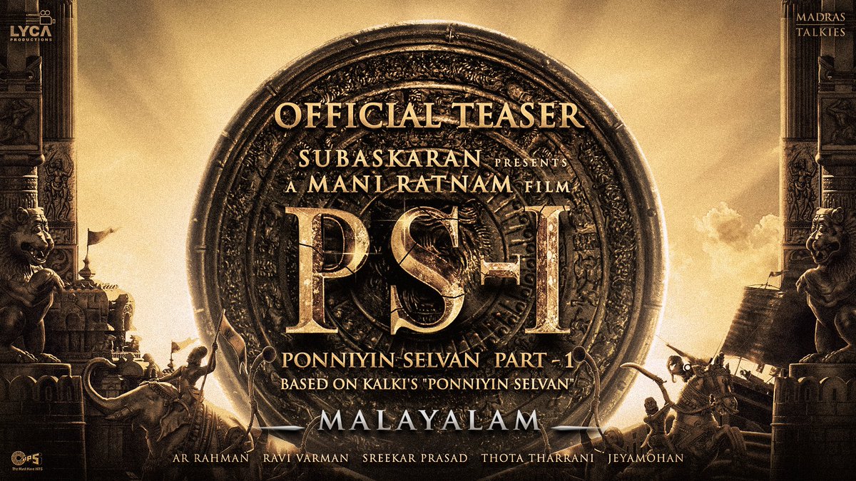 The Cholas Are Coming! #PS1 Best wishes to #ManiRatnam and team ▶️ youtu.be/FhD1qCWNp2w #PS1 releasing in theatres on 30th September in Malayalam, Tamil, Hindi, Telugu, and Kannada! @madrastalkies_ @LycaProductions @arrahman @Tipsofficial @TipsRegional #TipsMalayalam