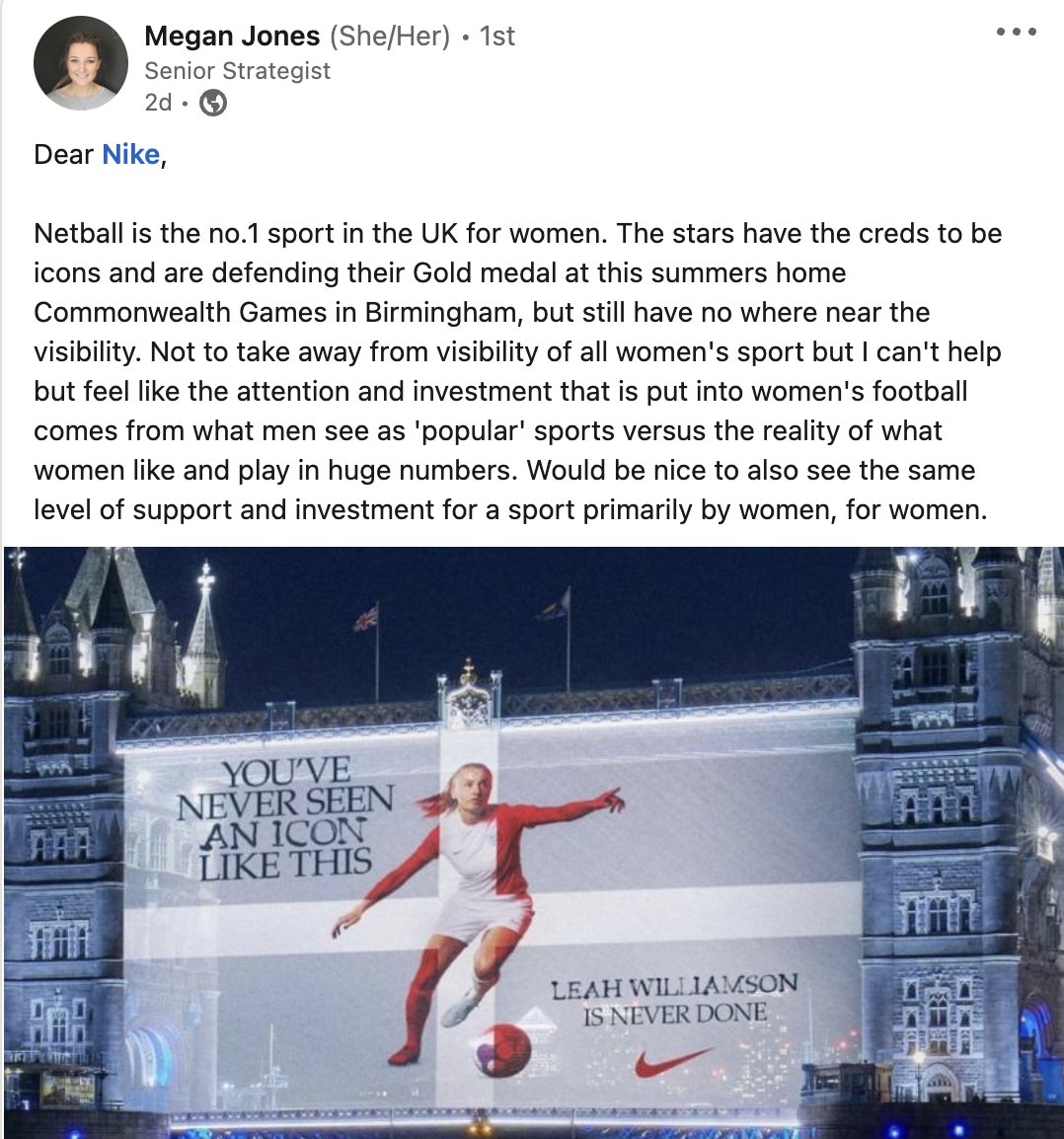 clairestrickett's tweet photo. This is such an amazing point and it's blown my tiny mind a bit. A world of sport that was genuinely centred around what women prioritise would look very different from a world that simply mirrors what's been built around men, but with the genders swapped. https://t.co/JJBukMkcqU