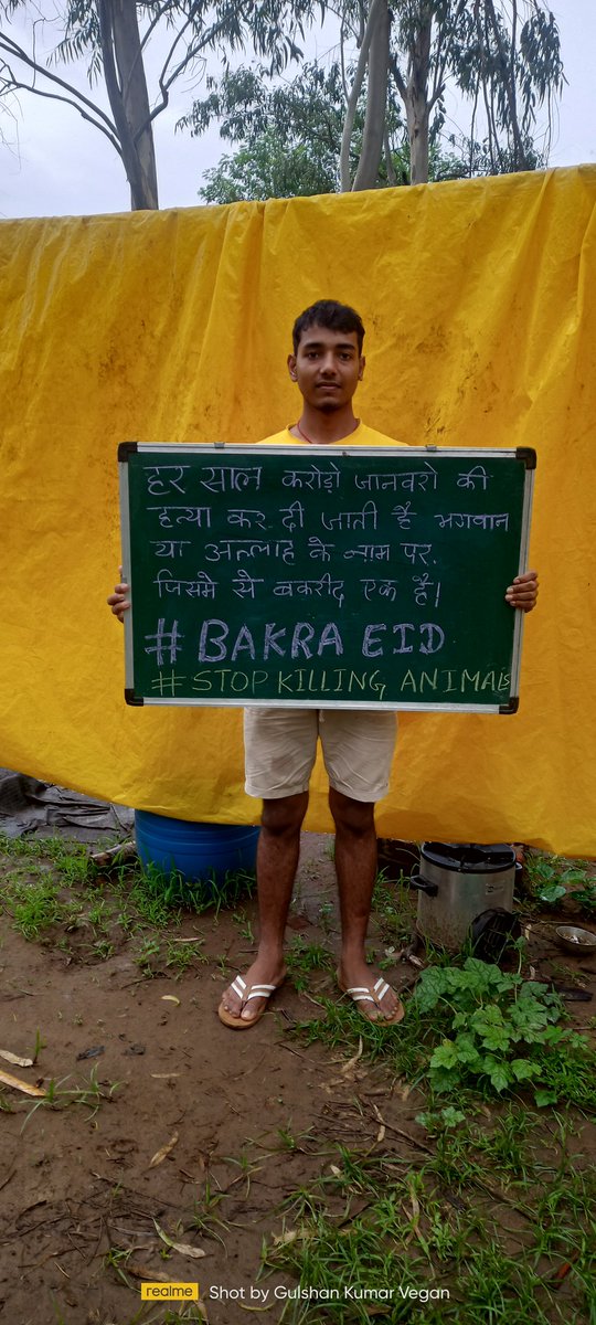 gulshan_vegan's tweet photo. Animal sacrifice is not just violent murder, but it also normalizes killing and desensitizes children to violence against animals. @TimesNow @DainikBhaskar #StopAnimalSacrifice #GoVegan #BanBakraEid https://t.co/Gw3Q3nloxL