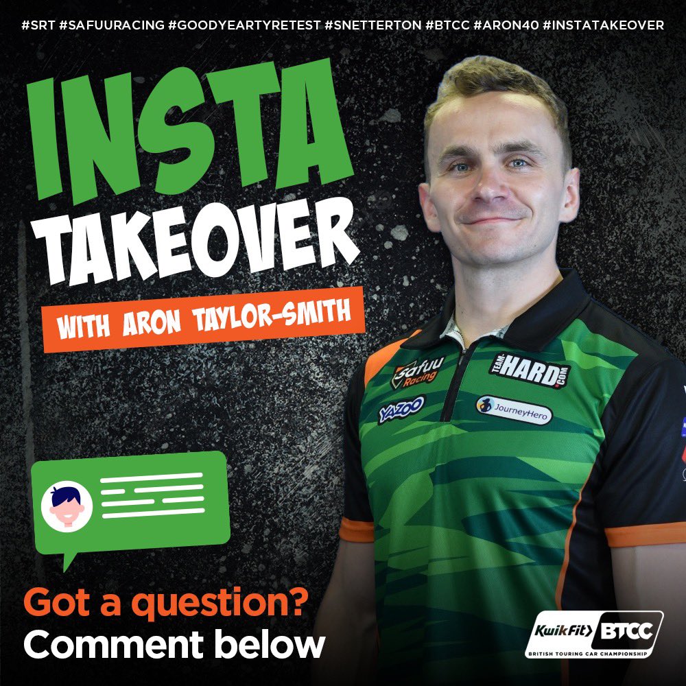 Next week sees the cars back out on track for the Goodyear tyre test @SnettertonMSV 🏁 @AronTaylorSmith will be taking over our Instagram for the day, what would you like to see?! Comment below 👇 #SRT #SafuuRacing #GoodYearTyreTest #Snetterton #BTCC #Aron40 #InstaTakeover