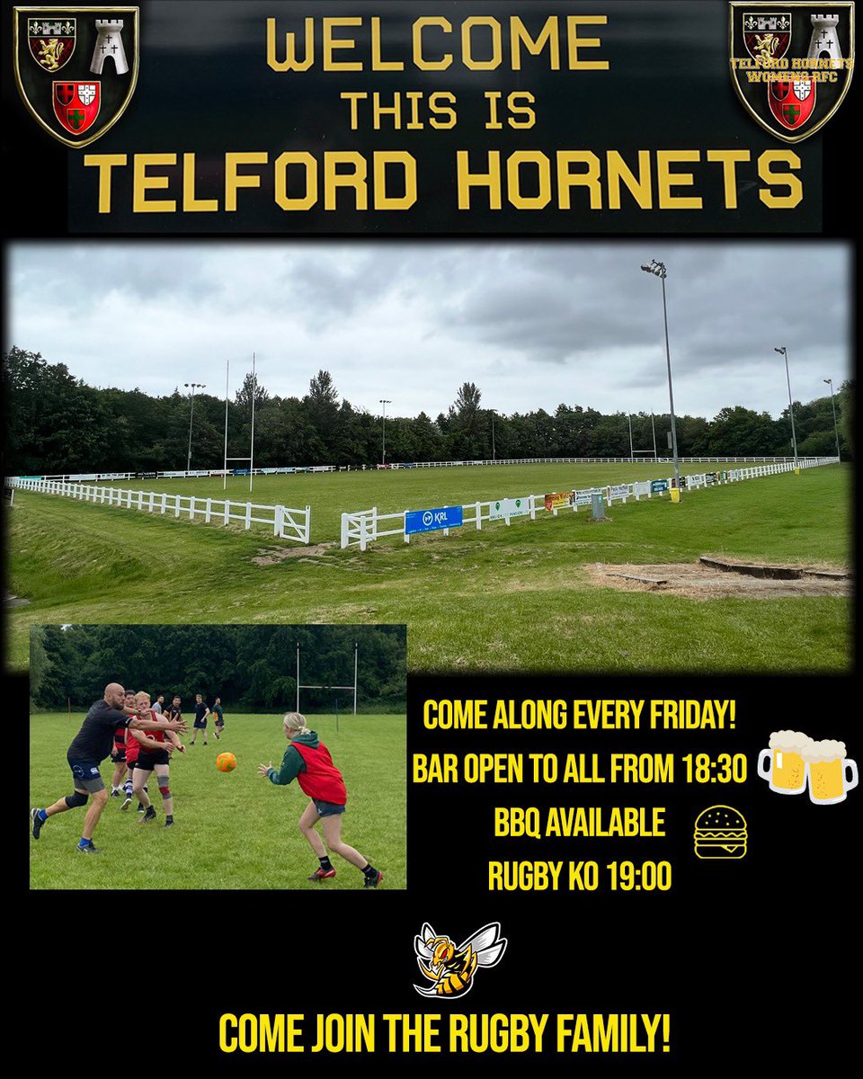 THWRFC's tweet photo. Touch Rugby Today!
Open to everyone, age 14 years and above and all abilities welcome
🗓 Every Friday!
⏰ 1830 bar open🍻🍷
🏉 1900 rugby games KO
🎪Club house and bar open all evening
🍽 BBQ food available through the evening🍗🍔
🎟 Raffle🍾
#telford #thrfc #thwrfc #O2Touch https://t.co/m1YInNDyUo