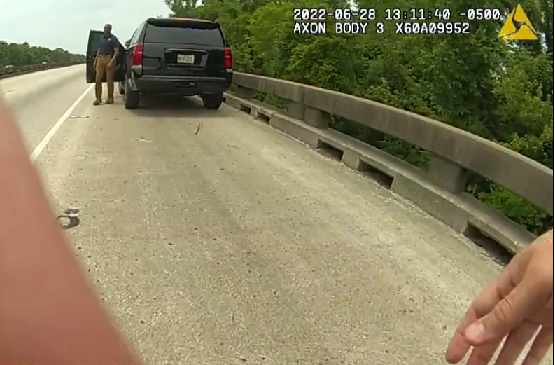 WAFB's tweet photo. ‘Well I’ll be...’ reaction from state trooper as he realizes he has just pulled over head of state police for speeding https://t.co/SYJq5ZEBdB https://t.co/lRydQBa356