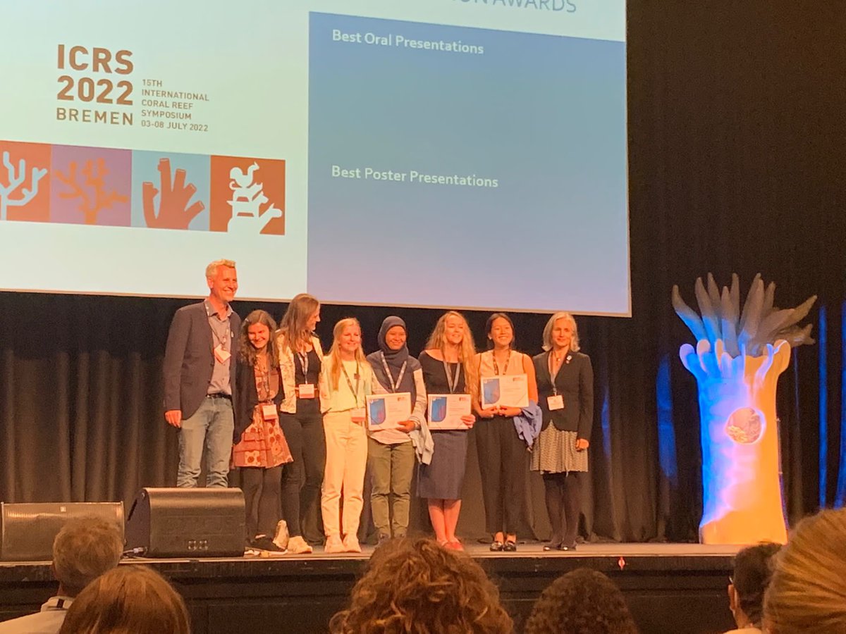 stable_isodope's tweet photo. The #BakerLab grad students had a busy week - Best poster goes to @ocean_roisin & @emilychei comes in second for best presentation!! It’s been a fantastic week of meeting people, sharing our science & getting inspired 🪸 now time for a long nap … #ICRS2022 https://t.co/6Giq6ZtGts