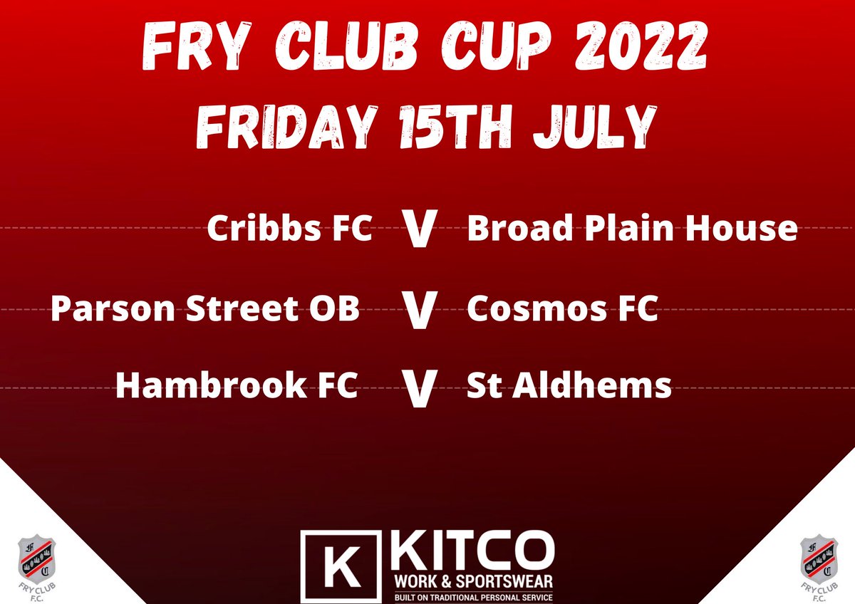 FrysFC's tweet image. And finally Fridays fixtures to finish the 1st round games! 

@CribbsFC V @BPH_Official 
@ParsonStOldBoys V @theCosmosUK 
@ClubHambrook V @StAldhelmsAfc