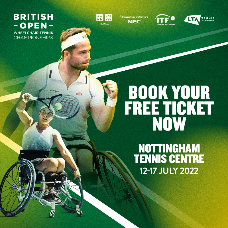 the_LTA's tweet photo. Loving the wheelchair tennis at @Wimbledon?

Then watch the world's best in Nottingham for FREE at the British Open next week 👇