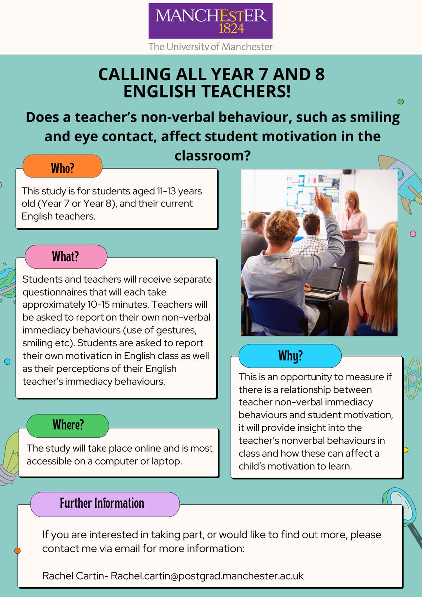 EdPsychEd's tweet photo. ***Teacher's NV behaviour &amp; pupil motivation*** 
Are you a teacher of Year 7–8 &amp; want to be involved in research? Can you complete a short survey which will take 5-10 minutes to complete with your class.  Hear more &amp; be part this research https://t.co/J44H7iv3Nn #edutwitter https://t.co/JVgMAfF3Ab