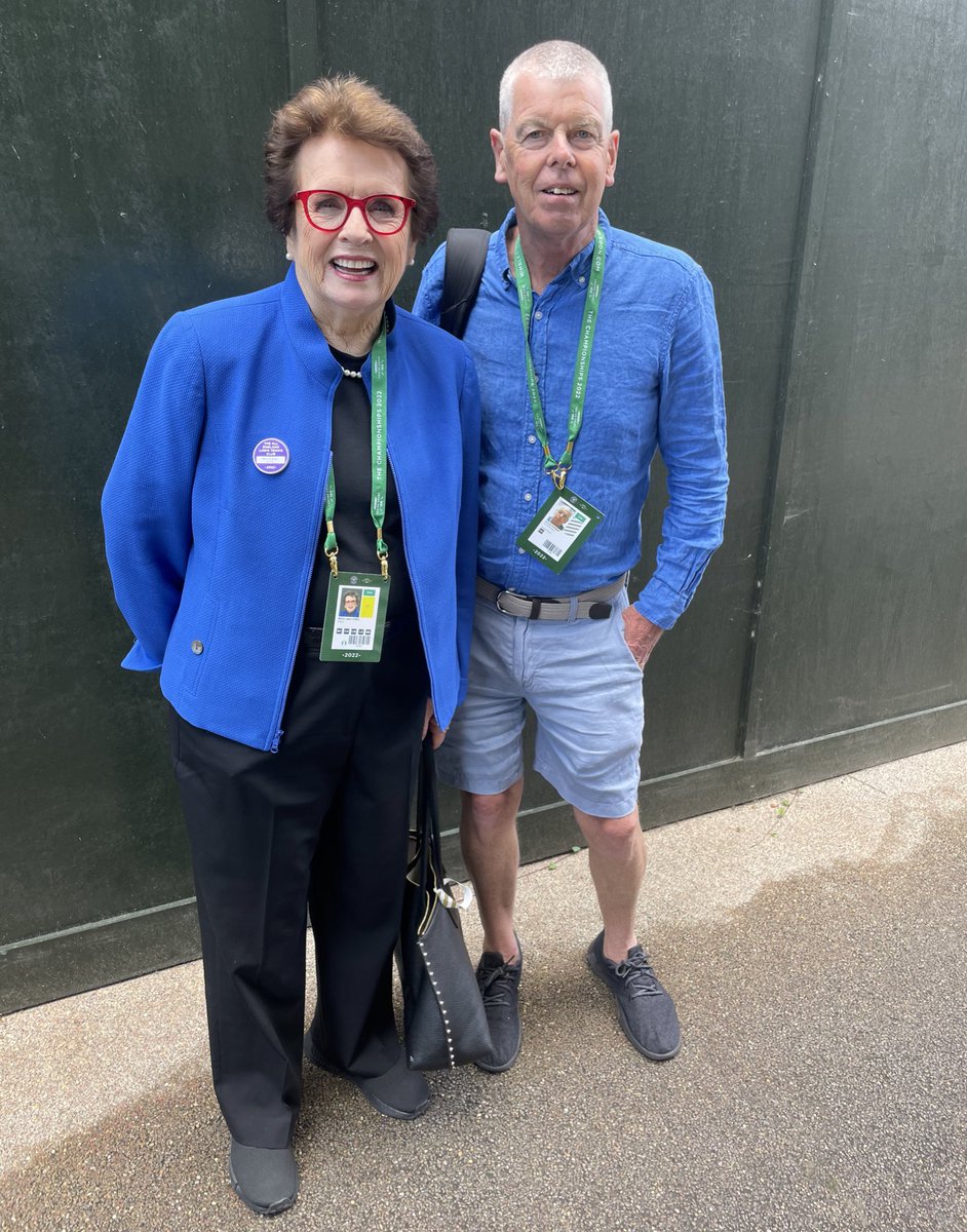 BillieJeanKing's tweet photo. What a treat to meet @cam_norrie’s dad, a wonderful tennis parent who suffers as all tennis parents do while watching their kids play.🇬🇧
#Wimbledon https://t.co/bLfeDdjCkh
