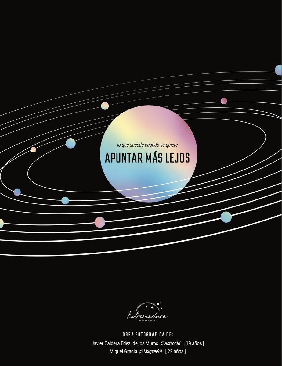 Desde hoy, en el Espacio para la Creación Joven de #Caceres podéis visitar la exposición 𝗔𝗦𝗧𝗥𝗢𝗳𝗼𝘁𝗼𝗴𝗿á𝗳𝗶𝗰𝗮 que narra la historia de @Mxgxel99 y @javicalderaa.

Tenéis  la GUÍA 📒 descargable en extremadurabuenasnoches.com 
🪐