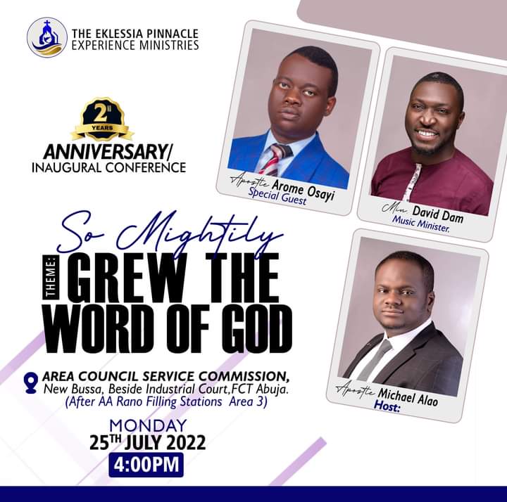 TEPEMGlobal's tweet photo. ABUJA are you ready???🔥🔥
Come and experience Jesus through God's vessels.
THEME:So Mightily Grew The Word of God.
TIME:4:00pm (25th of July 2022)
VENUE: Area Council Service Commission,New Bussa, Beside industrial court, FCT Abuja.(After AA Rano filling Station, Area 3)
#Tepem https://t.co/vXa4JJjeGI