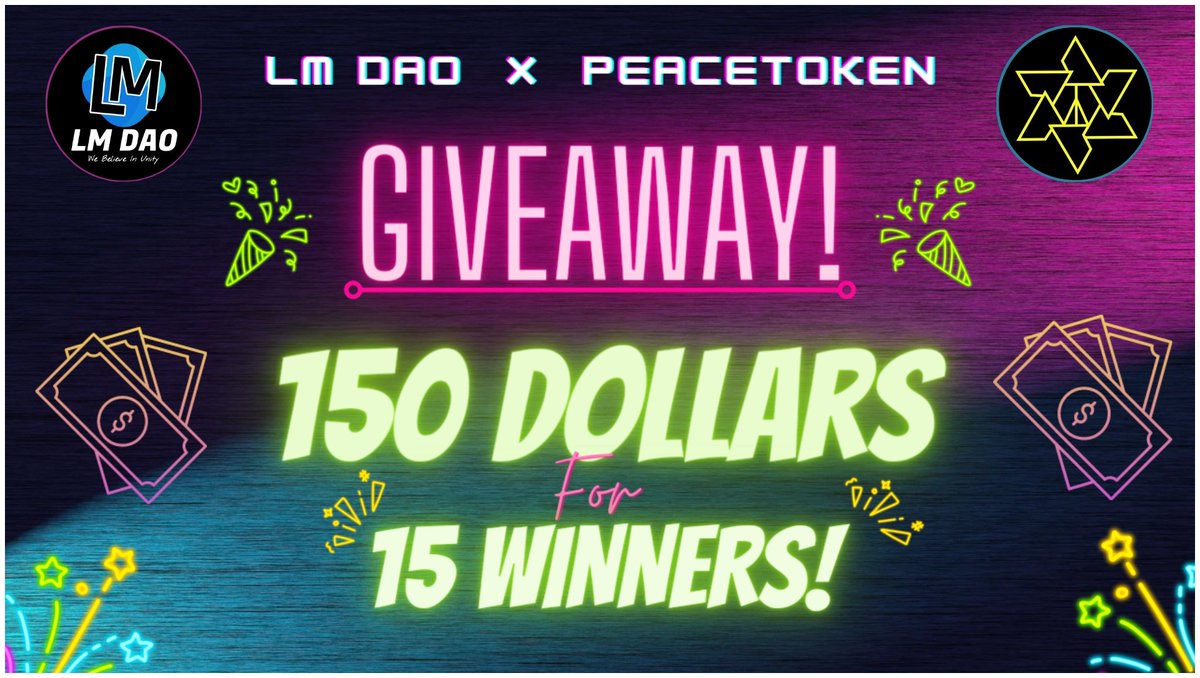 😱💲USDT Big Giveaway💲⚡

We're teaming up with @peace_tokenfin to Giveaway

🤑 150$ #USDT to 15 winners (10$/15) 🤑🔥

To Win 🏆➡️
✅ Follow <a href="/dao_lm/">LM DAO</a> &amp; @peace_tokenfin
✅ Like, RT &amp; Tag 5Frnds
✅ Join: telegram.me/dao_lm 

36H⏰

#Solana #NFT #SolGiveaway #airdrop #Giveaway