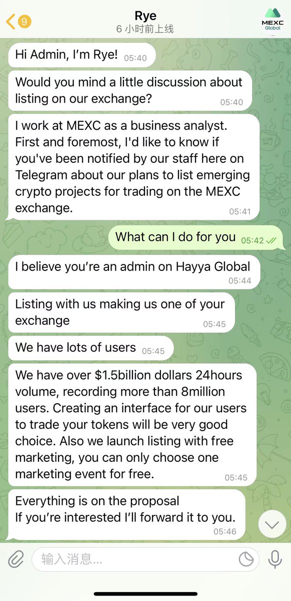 HayyaHello's tweet photo. Team contacted with MEXC before.

MEXC will list Hayya for free.
Files have not yet been submitted.  The launch time will consider the way of community voting or find a good time to develop Hayya. https://t.co/zTYNd1lOjK