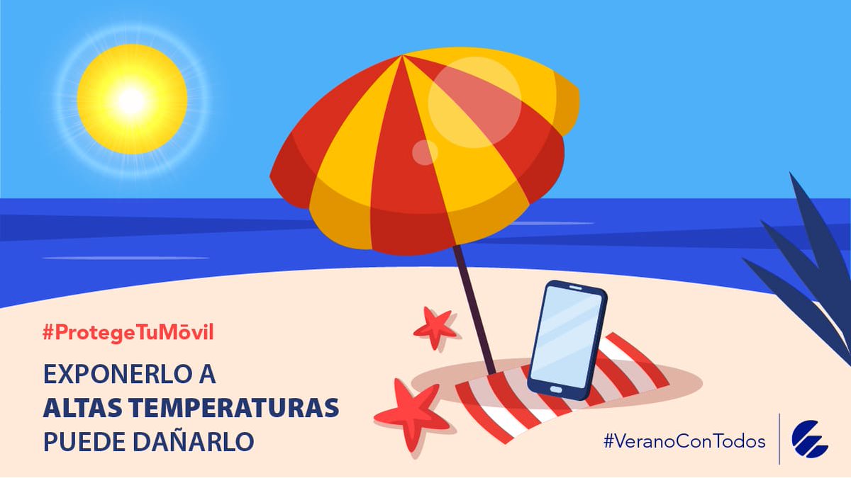 #ProtegeTuMóvil📱 👉 Asegúrate que resista el “modo vacaciones”  👙🍹
Es importante conocer que el calor 🥵 de este verano ⛱️ puede dañarlo, protégelo del ☀️
#VeranoConTodos